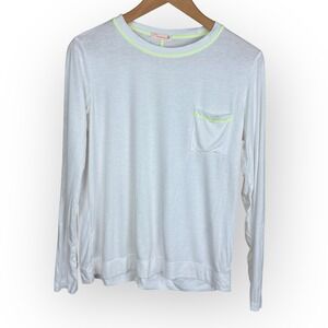 Anthropologie Maronie Long Sleeve Ribbed T-Shirt Women's‎ Large Pocket Neon Trim